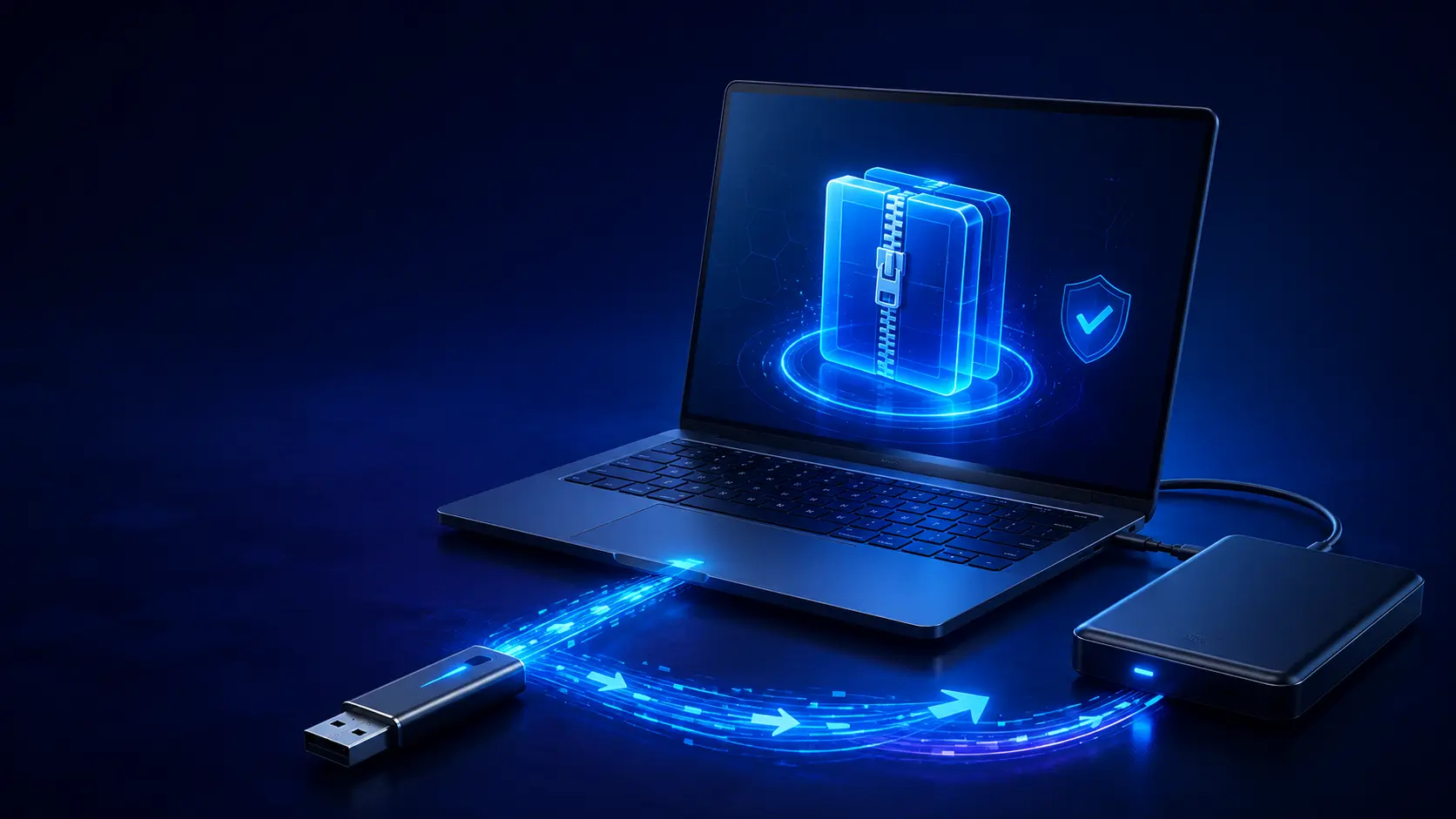 Computer portatile collegato a un supporto esterno durante la creazione di un'immagine completa del sistema