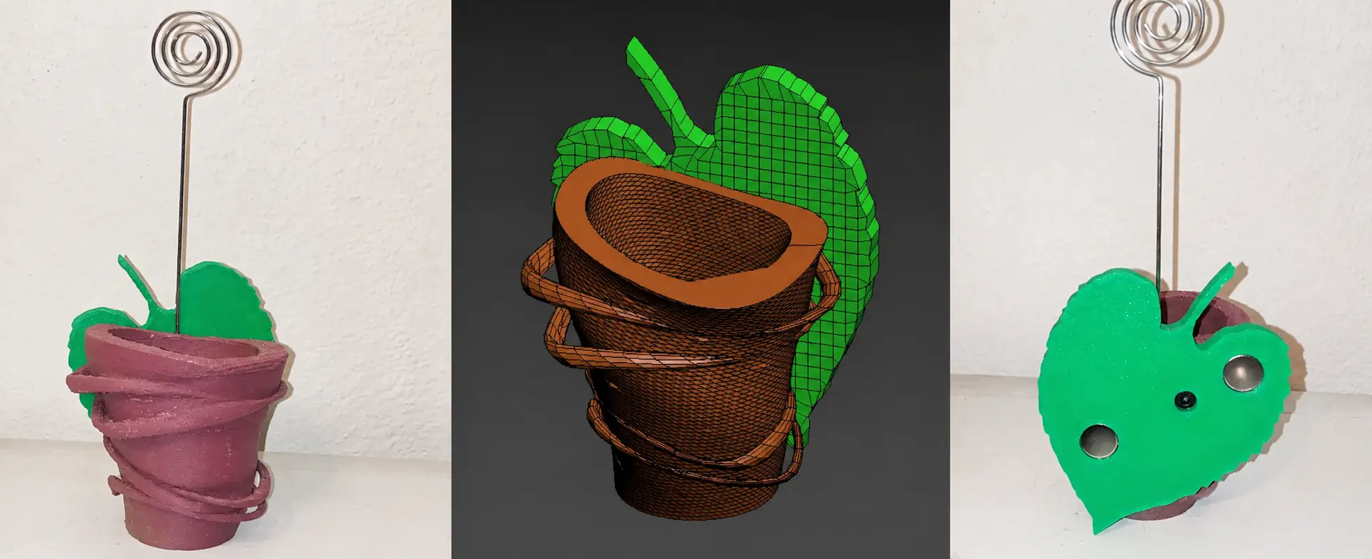 Varianti colorate di bomboniere personalizzate realizzate con stampa 3D