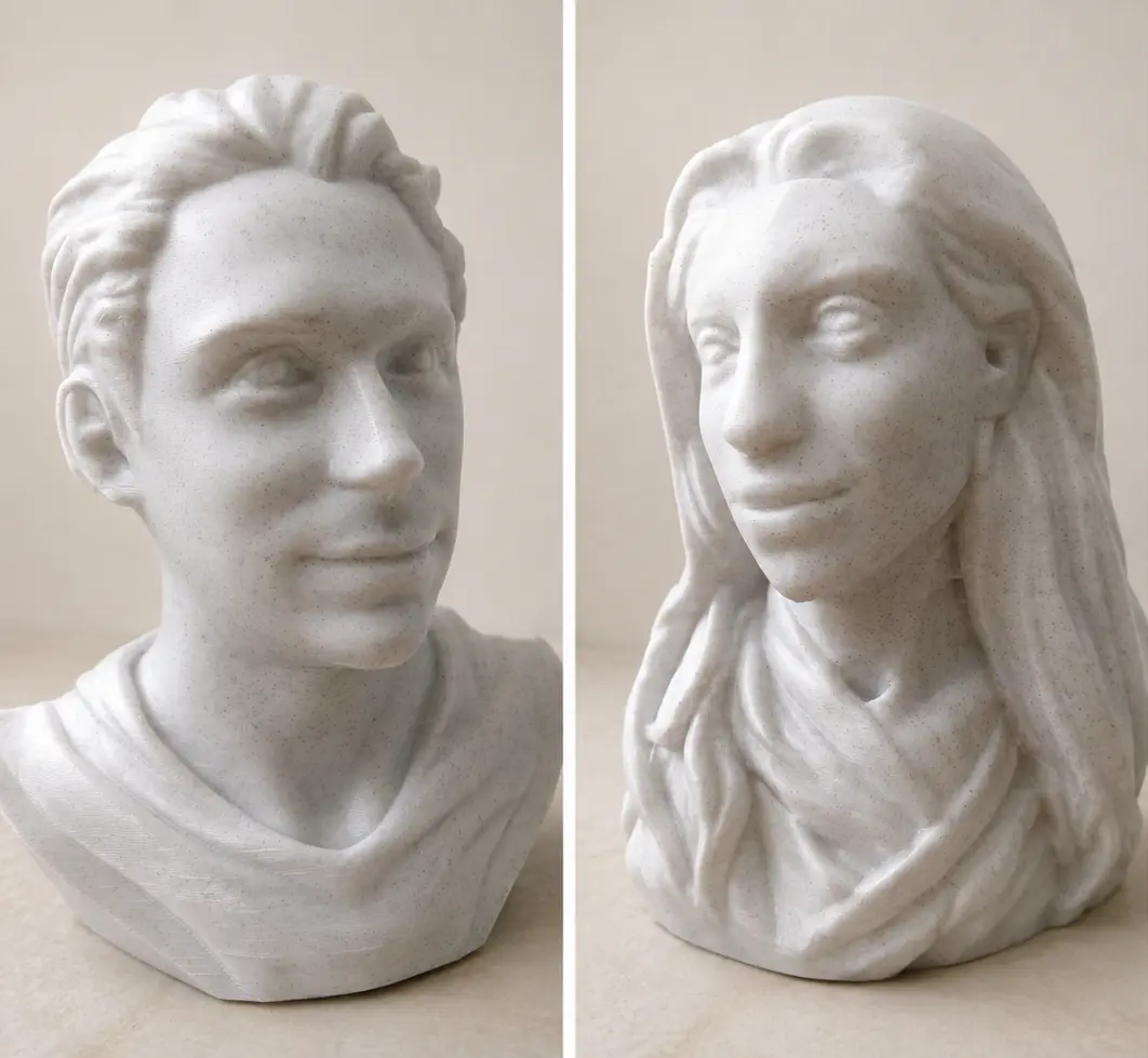 Busti personalizzati ricavati da fotografie e trasformati in modelli 3D
