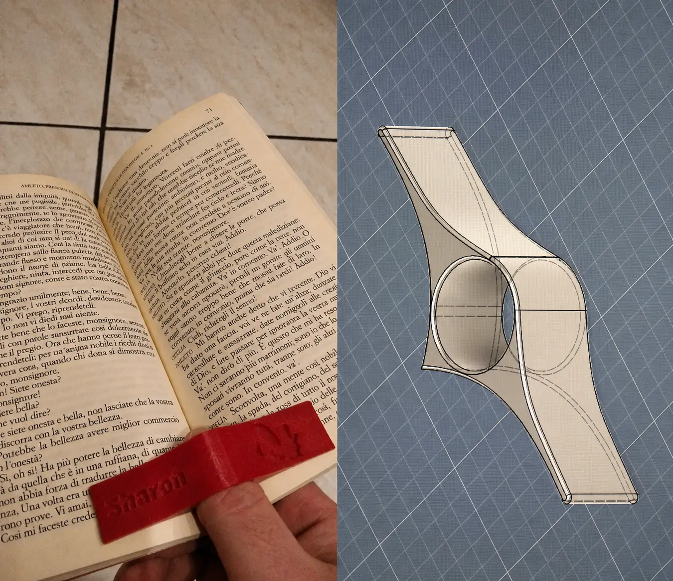 Reggilibro personalizzato realizzato con stampa 3D