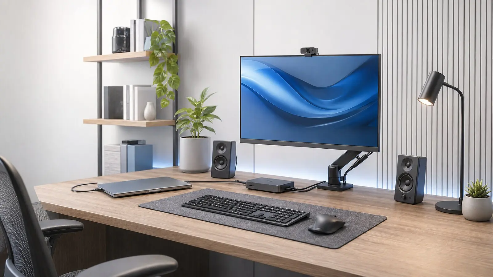 Postazione di lavoro completa con monitor e computer